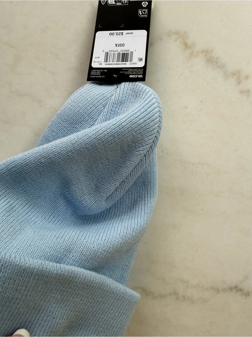 Under Armour Light Blue Cuffed Beanie with Logo Patch NWT